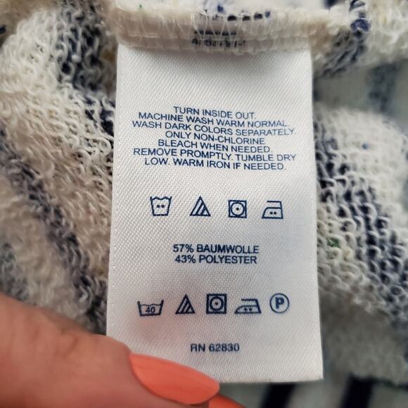 Lands' End | Zip Front Hooded Speckled Striped Cozy Swim Coverup w/ Heart Pocket - Picture 10 of 10